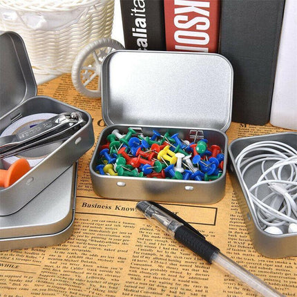 6PCS Metal Hinged Tin Box Container Blank Portable Small Storage Container Case - Aimall