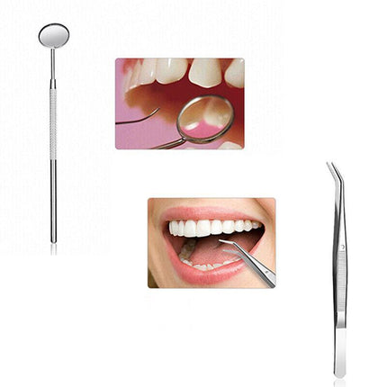 6PCS Dental Hygiene Teeth Cleaning Tools Kit Mirror Scraper Pick Scaler Tweezer - Aimall