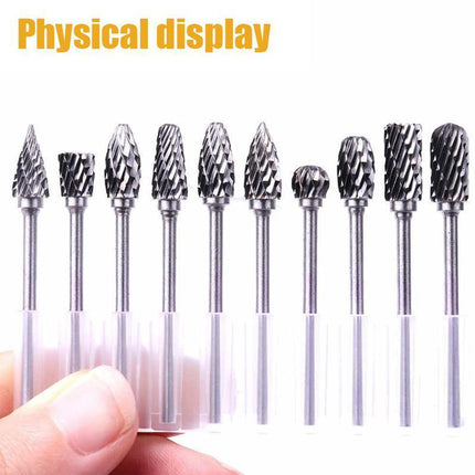 10x Tungsten Steel Solid Carbide Rotary Burrs Bit For Dremel Accessories Tool HG - Aimall