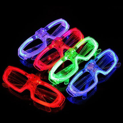 LED Glasses Light Up Shutter Shades Sunglasses Glow In The Dark Neon Party Toys - Aimall