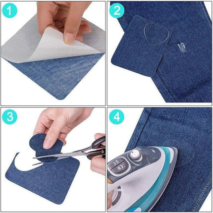 12PCS Assorted Iron On Denim Fabric Mending Patches Repair Kits For Denim Jeans - Aimall