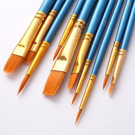 10pcs Artist Paint Brushes Set Painting Tool for Acrylic Oil Watercolour Kit AU - Aimall