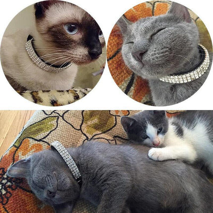 Collar Suede Cat Kitten Puppy Pet safety release adjustable Rhinestone 5 Colours - Aimall
