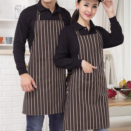 2PCS Apron with Pocket Chef Butcher Kitchen Restaurant Cook Wear COOKING&BAKING - Aimall