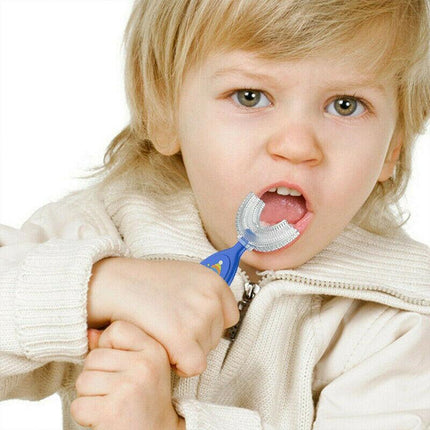 Children U Shaped Toothbrush Soft Silicone Brush Head 360° Oral Teeth Cleaning - Aimall