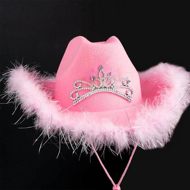 Pink Cowgirl Hat Cowboy Hat Felt Cowboy Costume Access Hat Play Dress Up Party - Aimall