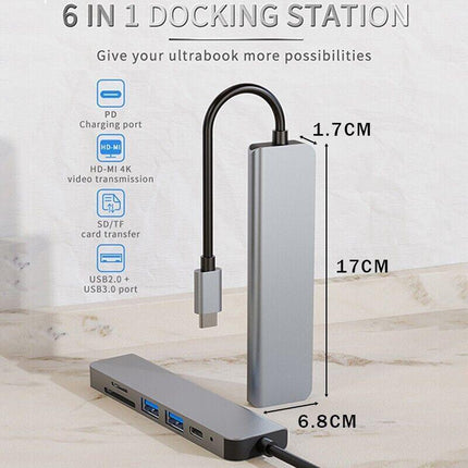 8/6/4-in-1 USB-C Hub Adapter Type-C Hub HDMI For MacBook Pro/Air iPad Pro Laptop - Aimall