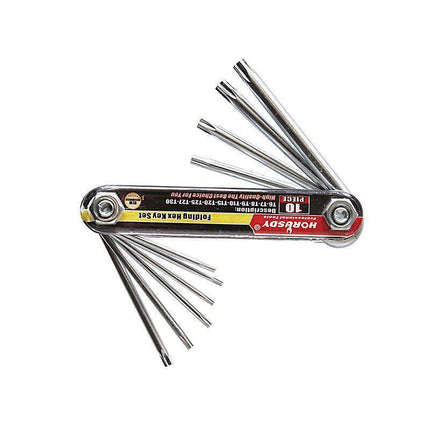 Folding Torx Star Key Set Portable Wrench Tool Chrome vanadium Steel T6-T30 New - Aimall