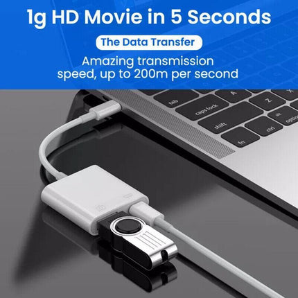 For iPhone/Type C 8-Pin to USB 3.0 Camera Adapter Easy to Transfer Photos Videos - Aimall