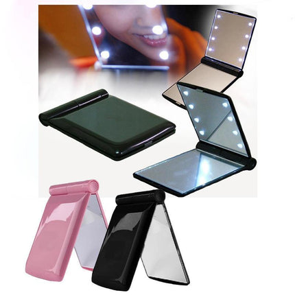 Brand New Compact Makeup Mirror Folding Portable Cosmetic Pocket LED lights AU - Aimall