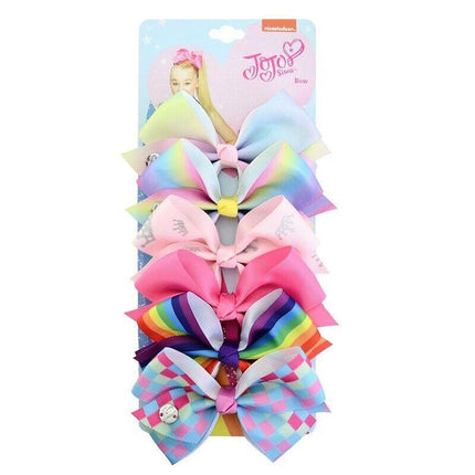6PCS Signature for Jojo Siwa Bows Girls Fashion Hair Accessories Party Gift - Aimall
