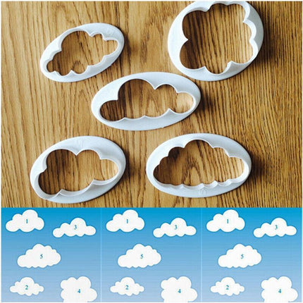 5PCS Clouds Shape Biscuit Cookie Cutter Fondant Cake Decor Baking Mold Tool AU - Aimall