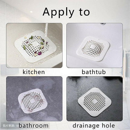 2pc Square Drain Cover for Shower Drain Hair Catcher Flat Silicone Plug for Bath - Aimall