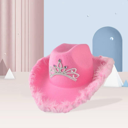 Pink Cowgirl Hat Cowboy Hat Felt Cowboy Costume Access Hat Play Dress Up Party - Aimall