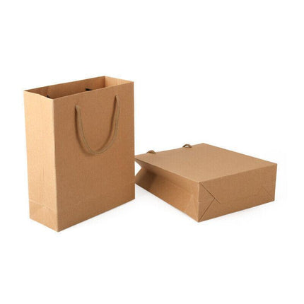Kraft Paper Bags 50 x Bulk, Gift Shopping Carry Craft Brown Bag with Handles AU - Aimall