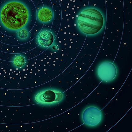Glow In The Dark Solar System Wall Sticker 10 Planet - Aimall