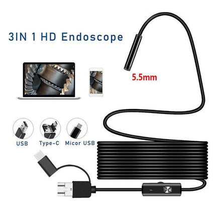 Waterproof HD Endoscope USB Type-C Borescope Inspection Snake Camera For Android - Aimall