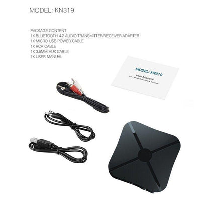 2in1 Wireless Bluetooth Audio Transmitter & Receiver HIFI Car Adapter RCA AUX-in - Aimall