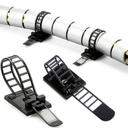 Adjustable Cable Clips Straps Adhesive Cord Management Wire Organizer Black AU - Aimall