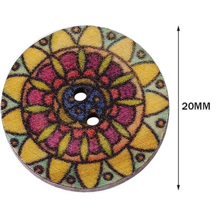 100 Mixed Vintage Wood Buttons Flower DIY Sewing Craft Buttons 2 hole Decorative - Aimall