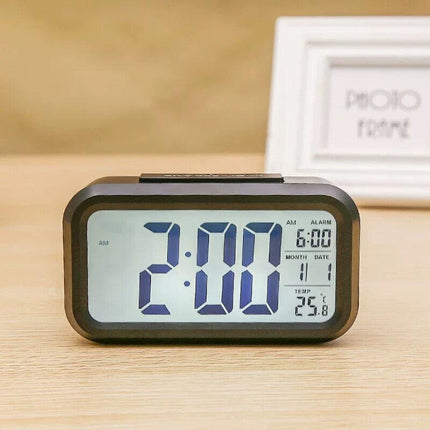 Digital Bedside LED Snooze Alarm Clock Time Temperature Day/Night Desktop Clock - Aimall