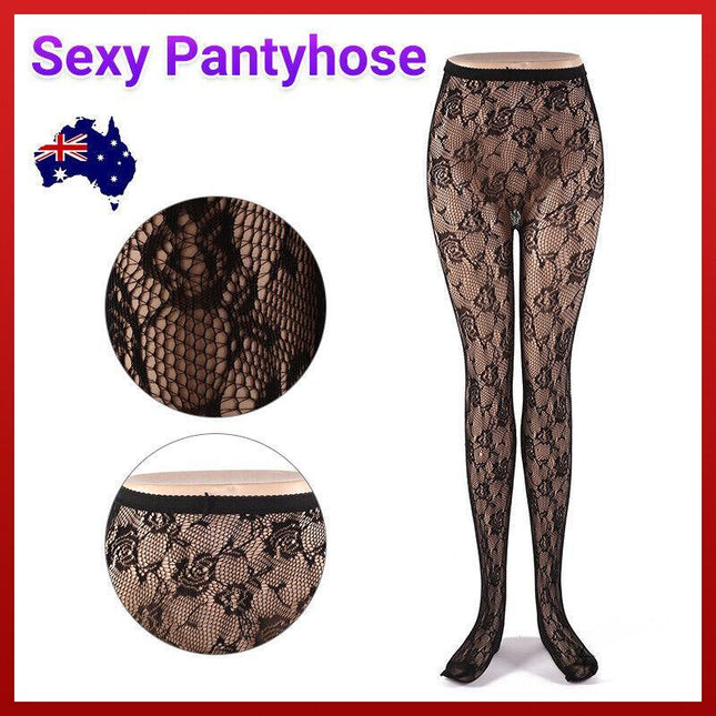 Sexy Pantyhose Stockings Fishnet Floral Lace Pattern Fashion Tights Black Au Aimall