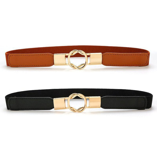 Waistband Stretch Belt Waist Belts Wide Waistband Gold Buckle Elastic Waist Belt - Aimall