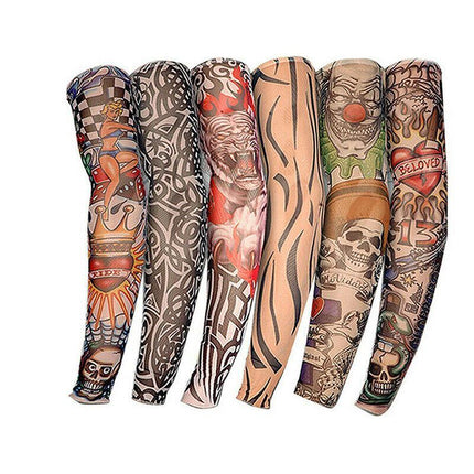 6PCS Men Women Fake Temporary Nylon Tattoo Sleeve Arm Stockings Protection Cool - Aimall
