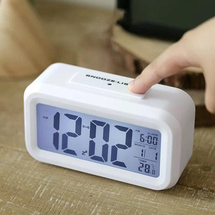 Digital Bedside LED Snooze Alarm Clock Time Temperature Day/Night Desktop Clock - Aimall