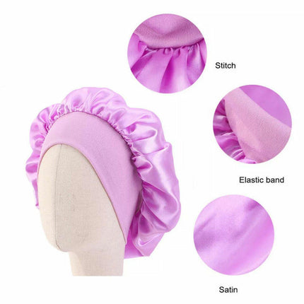 Sleeping Bonnet Hair Wrap Silk Satin Cap Women Elastic Night Soft Hat Headwear - Aimall