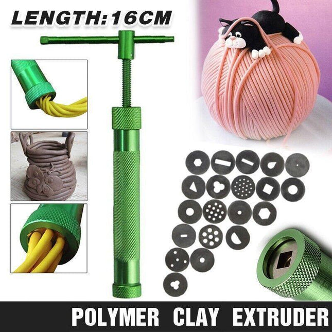 Polymer Clay Gun Extruder Sculpey Sculpting Tool w/ 20 Discs Cake Tool Craft New - Aimall