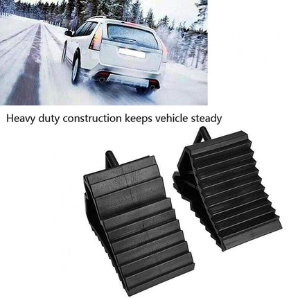 2/4PCS Heavy Duty Rubber Wheel Chock Tough Chocks Stops Car Trailer Boat Caravan - Aimall