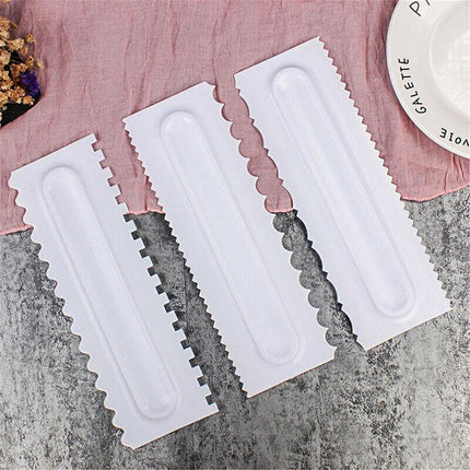 4Pcs Cake Decorating Icing Smoother Edge Frosting Scraper Comb Pastry SpatulasAU - Aimall