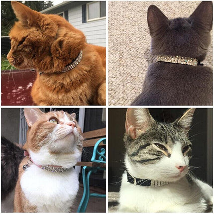 Collar Suede Cat Kitten Puppy Pet safety release adjustable Rhinestone 5 Colours - Aimall