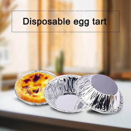 250x Aluminum Foil Cake Cups Baking Egg Tart Mould Circular Tins Pie Mold Plate - Aimall