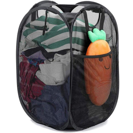 2x Foldable Nylon Mesh Laundry Hamper Pop Up Basket Clothes Washing Storage Bin - Aimall