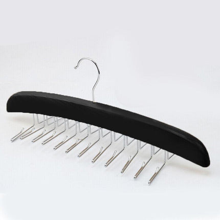 Tie Belt Scarf 24 Hooks Hanger Rack Clip Organiser Holder Storage Wood - Aimall