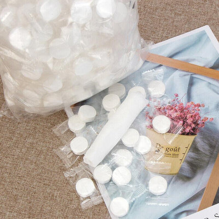 200PCS Travel Compressed Towels Tablet Wash Cloths Camping Hand Towel 0.8CM AU - Aimall