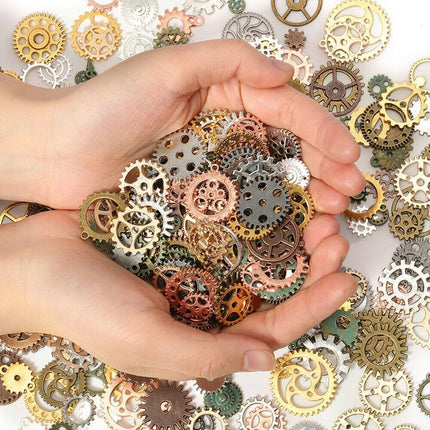 100g Assorted Gears Steampunk Cogs Gears Pendants Clock Wheels Gear Mix DIY Craf - Aimall
