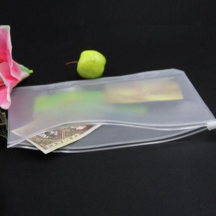 12x A5/A6/A7 Binder Pocket Zipper 6 Holes PVC Document Filling Bags Clear Kit - Aimall