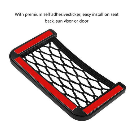 2x Medium Car Mesh Storage Holder Adhesive Net Pocket Phone Bag Card Black Truck - Aimall