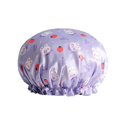 Double Layer Lux Shower Cap Bath Hat Hair Care Women Sleep Waterproof Reusable - Aimall