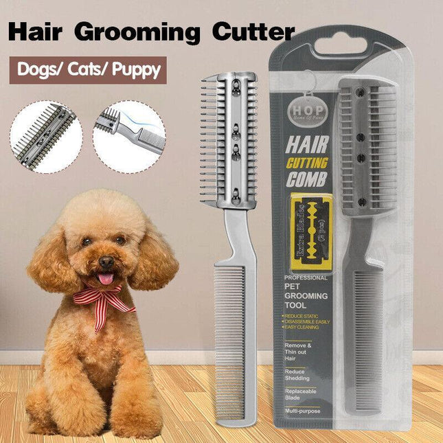 2 Sided Razor Clipper Comb Pet Hair Trimmer Grooming Cutter Dogs Cats Puppy AU - Aimall