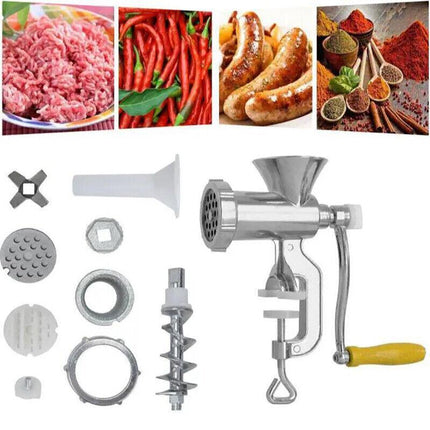 Manual Kitchen Meat Grinder Mincer Stuffer Table Hand Sausage Filler Maker AU - Aimall