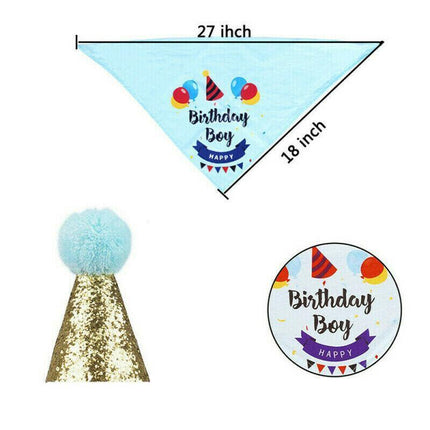 Dog Pet Happy Birthday Banner Hat Headwear Bandana Neckerchief Ties Party Decor - Aimall