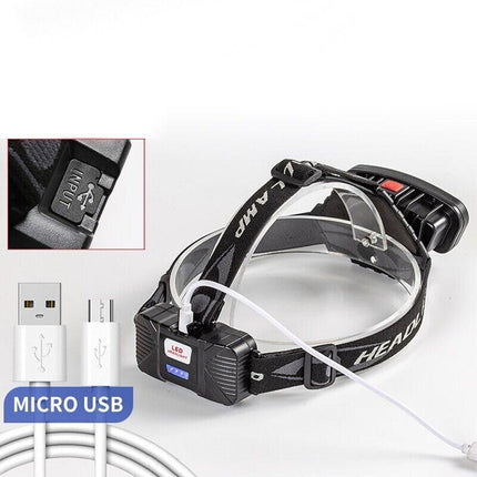100000LM COB+LED Headlamp Headlight Torch USB Rechargeable Flashlight Work - Aimall