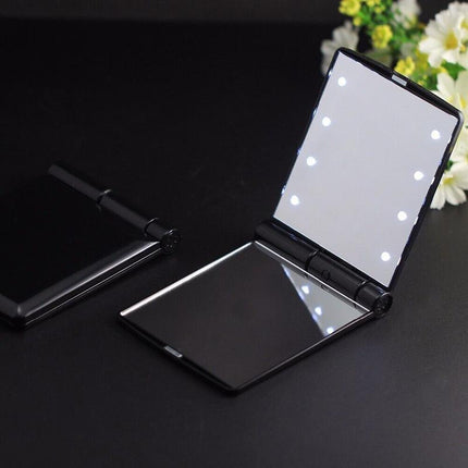 Brand New Compact Makeup Mirror Folding Portable Cosmetic Pocket LED lights AU - Aimall