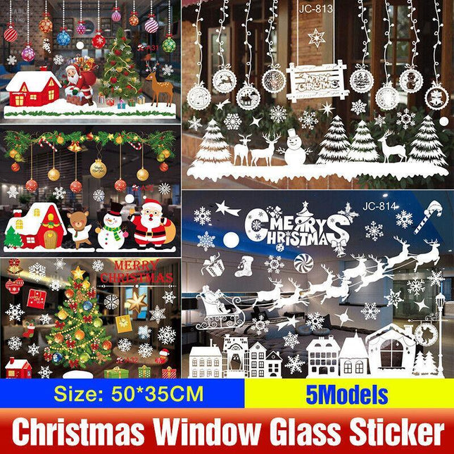 Christmas Window Glass Sticker Decal Mural Home Decoration Wall Stickers Wall AU - Aimall