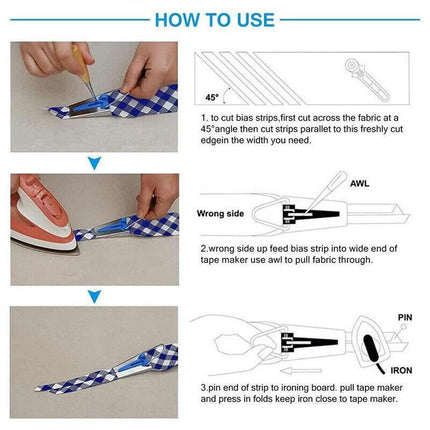 61pcs Fabric Bias Tape Maker Sewing Binding Quilting Tool Presser Foot Kit Craft - Aimall