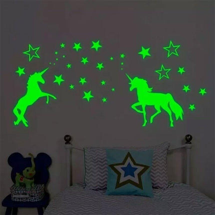Unicorn Glow In The Dark Stars Wall Stickers Kids Bedroom Decals DIY Decor - Aimall